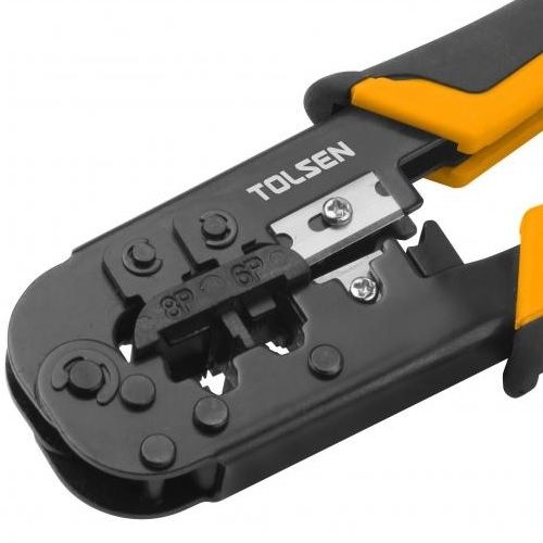 Tolsen Ratchet Modular Crimping Pliers with round cable stripper (7.3/185mm 8P/6P) Model: 38054_img_7