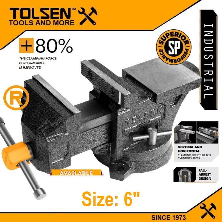 TOLSEN 6" Bench Vice Ultra Large Swivel Base w/ Anvil Arc Anvil Design Bench Vise Model 10806