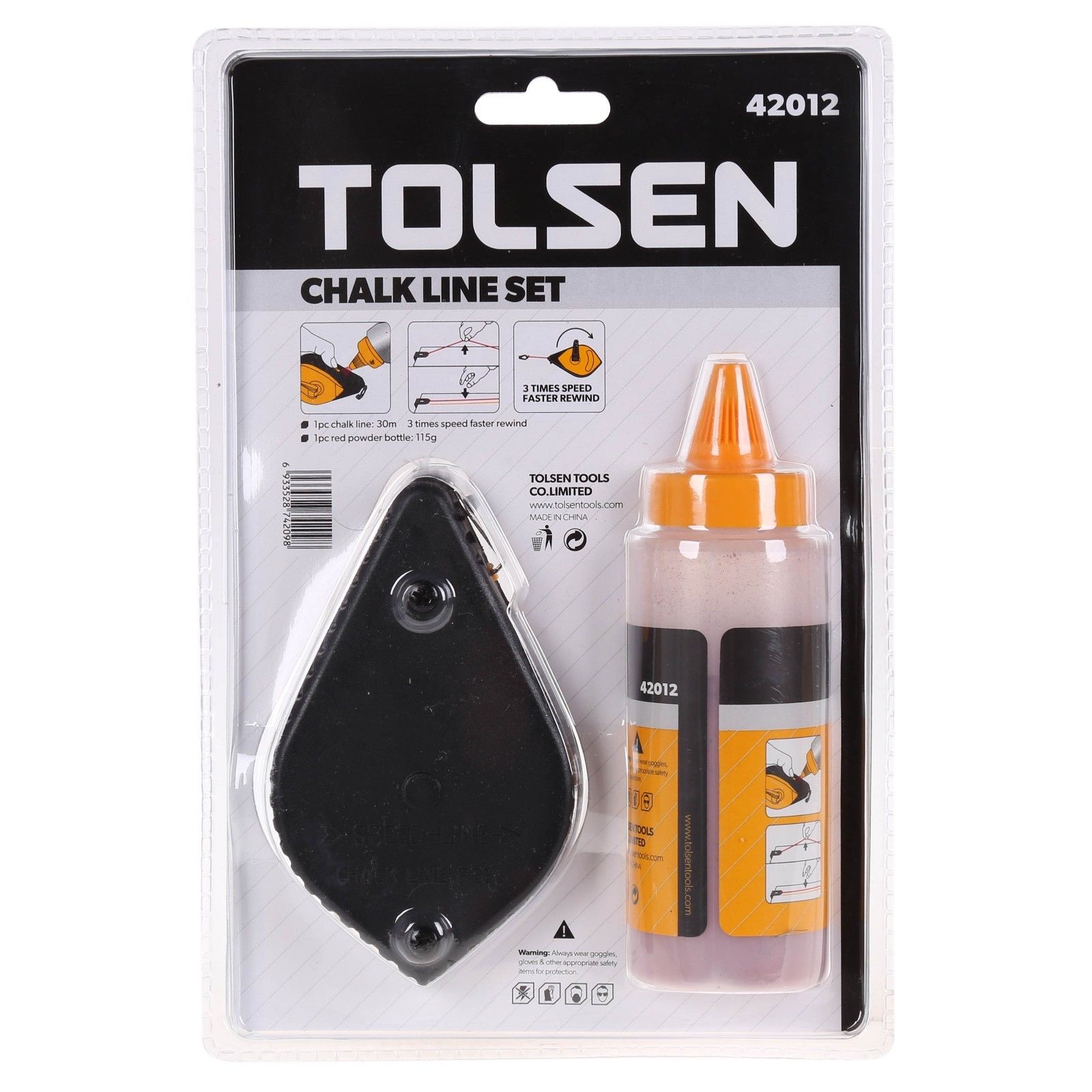 Tolsen Chalk Line Reel Set with Red Powder Bottle (30 Meters) Model:42012