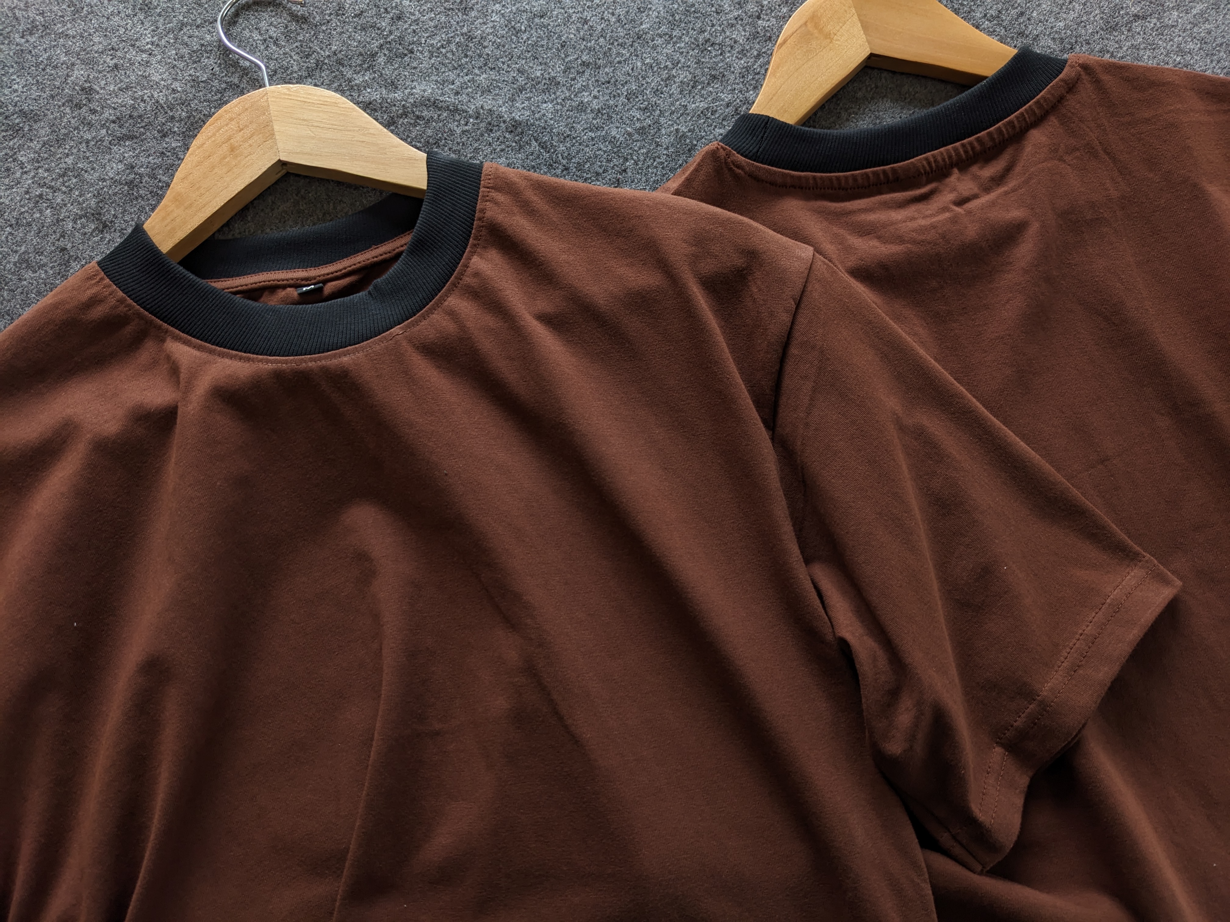 Brown Oversized t-shirt contrast rib