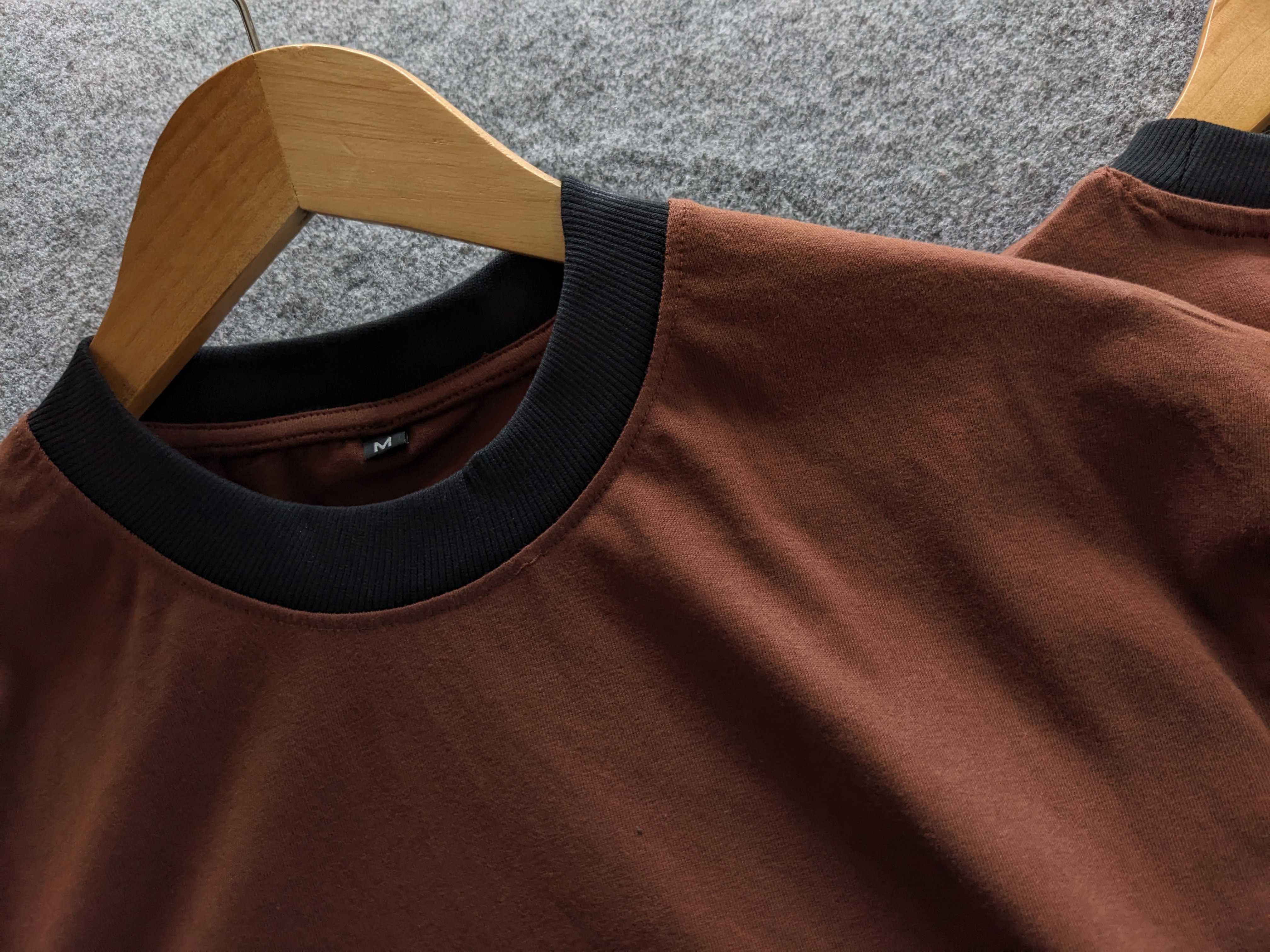 Brown Oversized t-shirt contrast rib_img_2