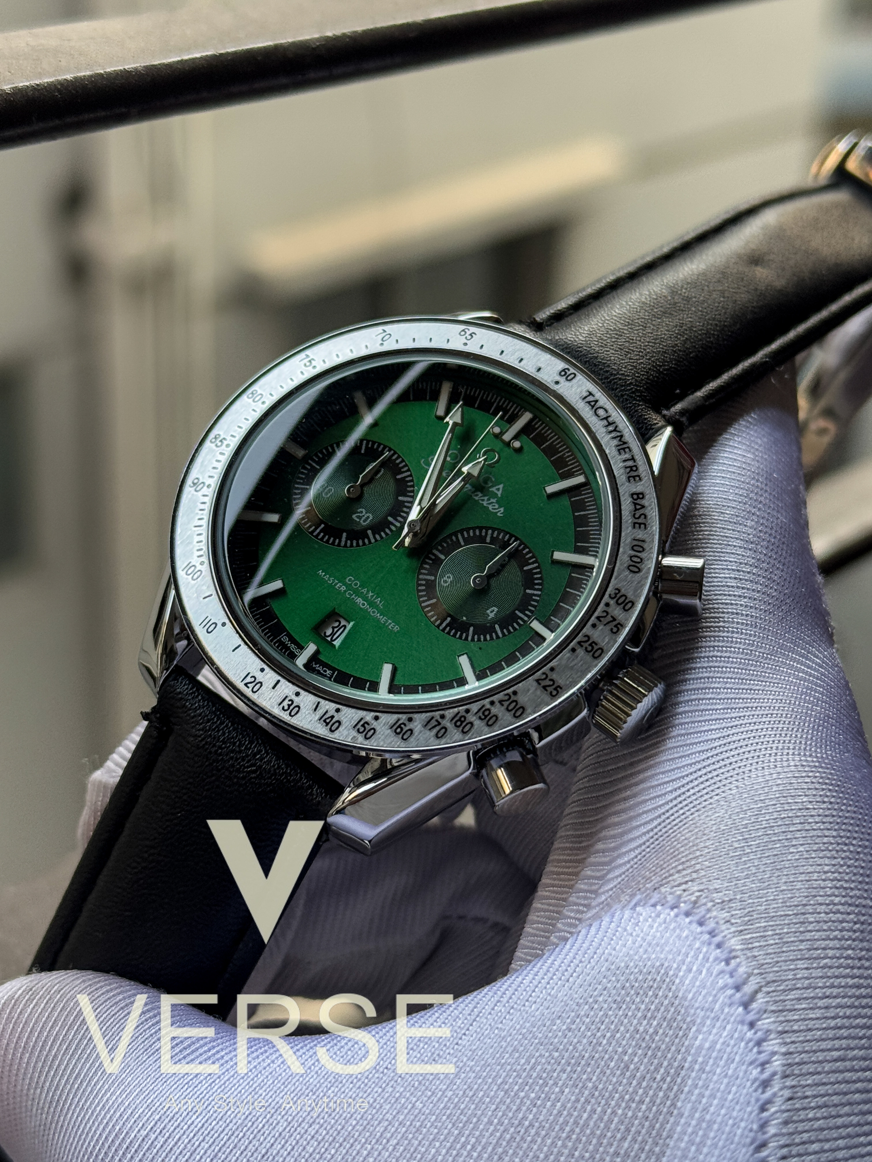 Omega Speedmaster 57 Green dial black belt