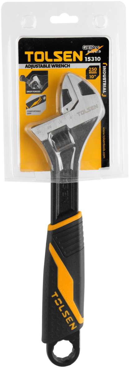 Tolsen 10" Adjustable Wrench Selai Wrench Industrial Gripro Series Model 15310_img_3