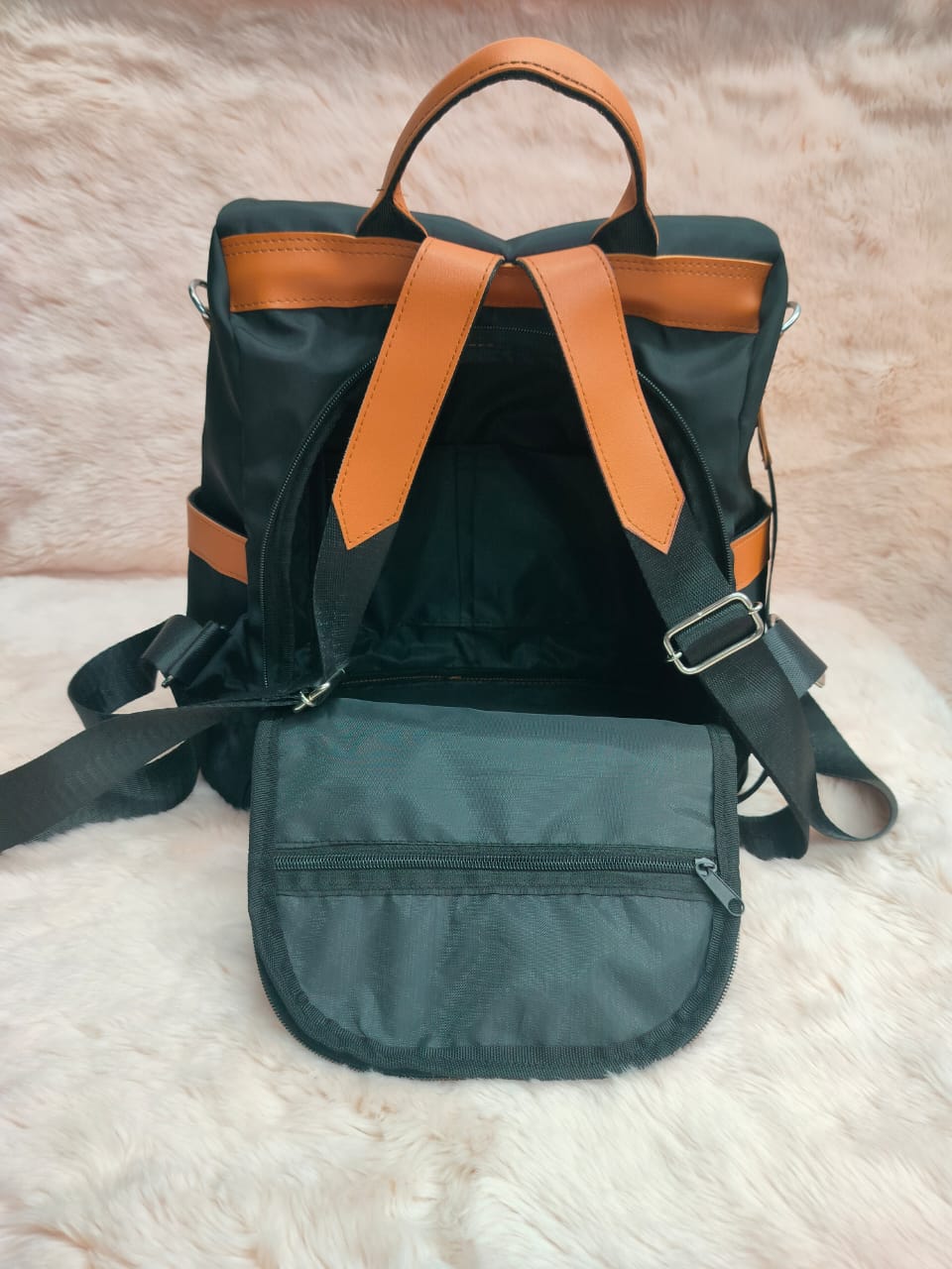 Women Nylon Zipper Backpack Multi-pocket Large Capacity School Bag_img_6