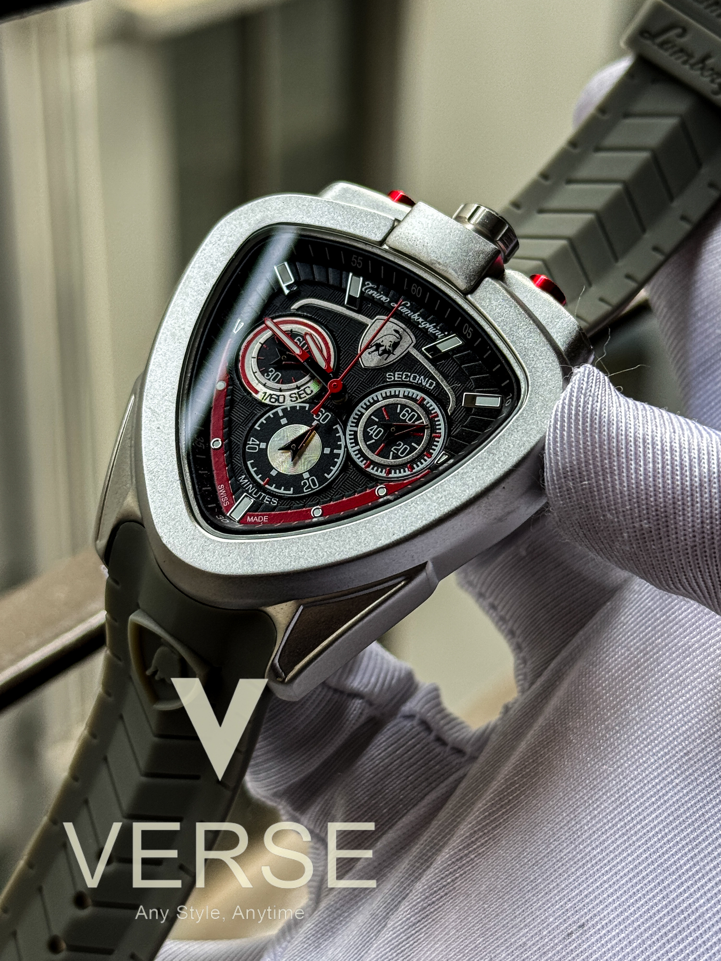 Lamborghini Grey belt red dial