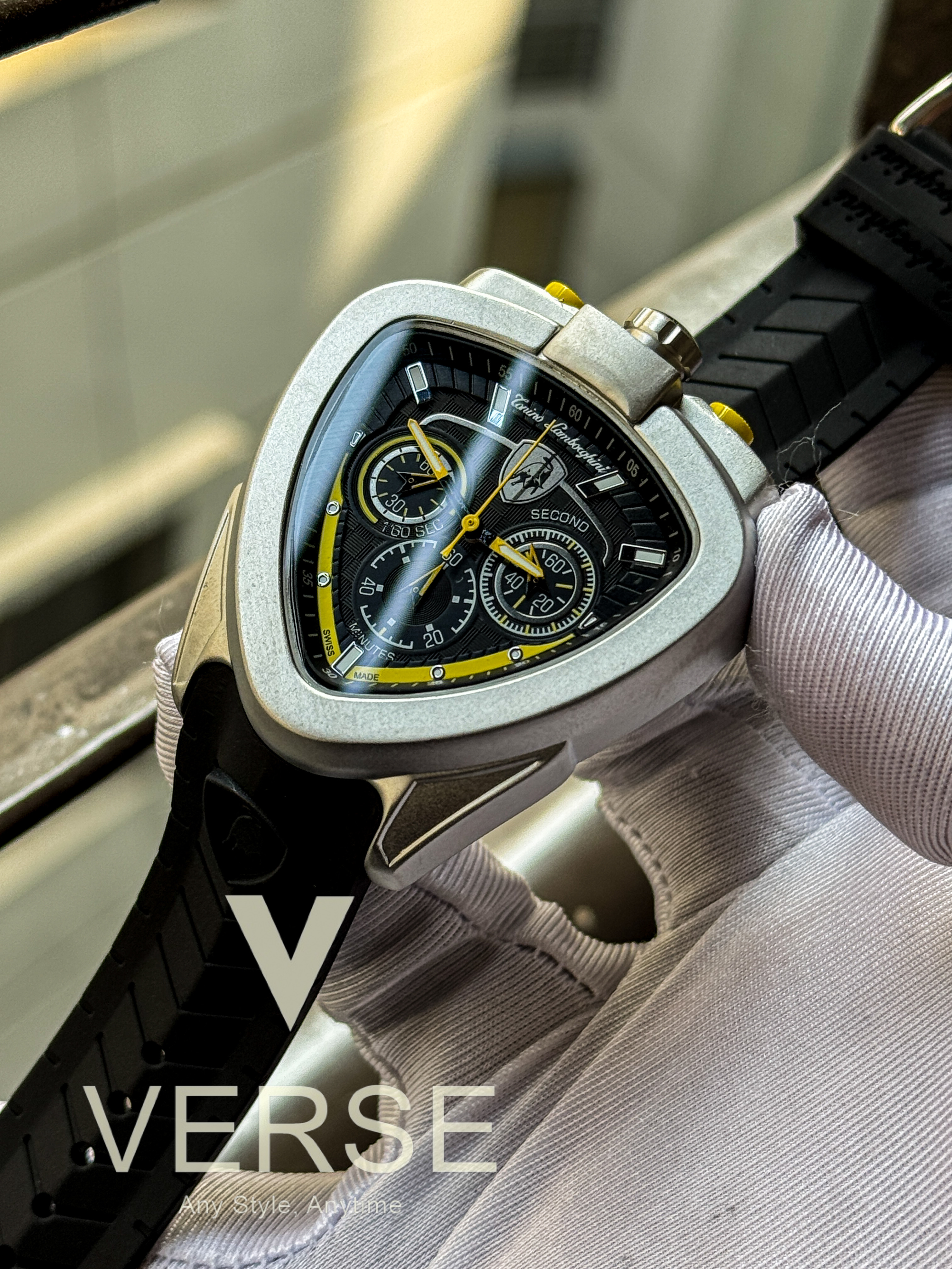 Lamborghini Black belt Yellow dial