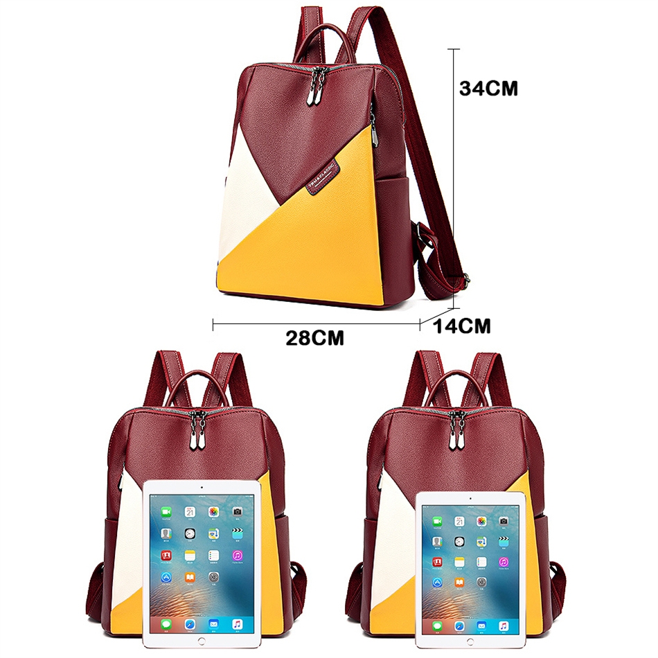 Women Backpacks pu Leather Rucksack Female School Book Bag Female Shoulder Bags for Teenage Girls Outdoor Travel Bag_img_2