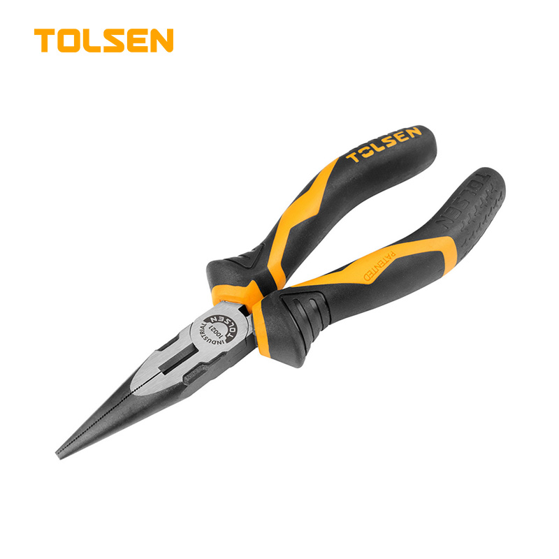 TOLSEN 10021 Long Nose Pliers, 6" (160mm), Industrial GRIPro Series, CrV Steel, Black Finish | Model: 10021_img_0