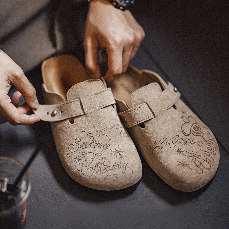 Men's Suede Leather Half Slippers_img_6