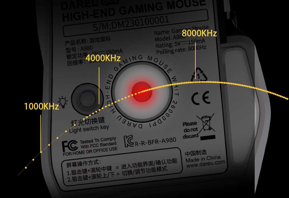DAREU A980 Wired 8Khz Gaming Mouse With TFT Display_img_5