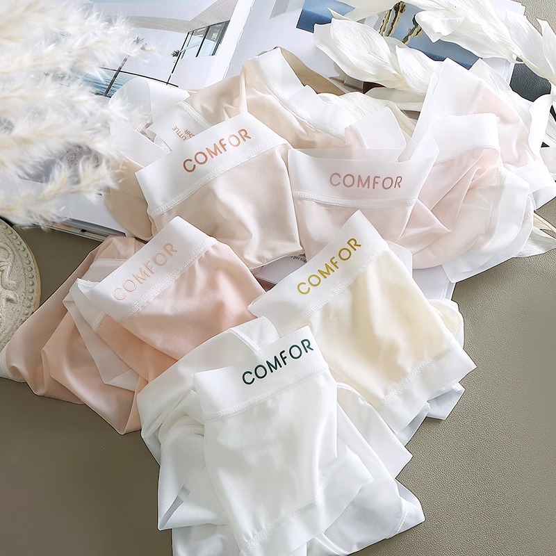 Seamless Women's Ice Silk Panties Letter Printed Summer Cotton Crotch Underwear Mid-waist Antibacterial Crotch Briefs Lingerie_img_1