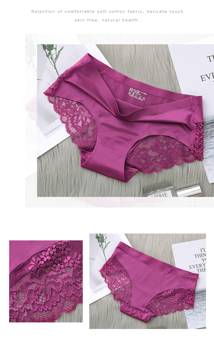 Lace Briefs Women Plus Size Ladies Ice Silk Seamless Underwear European US Female Underpants Hot Style_img_12