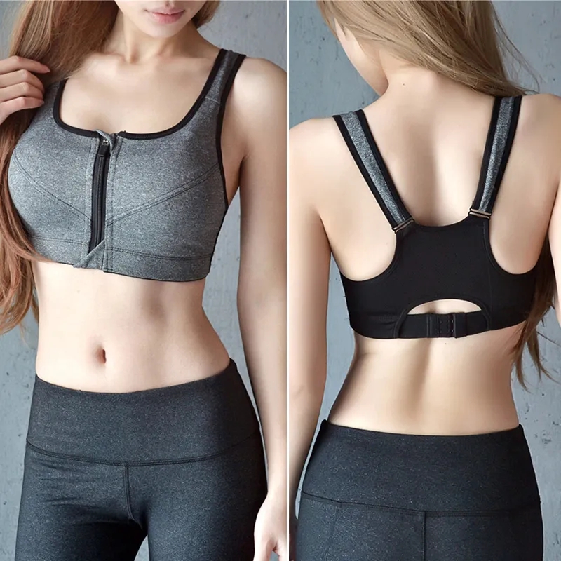 Front Zipper Sport Bras Women Fitness Yoga Sports Top Running Underwear Gym Top Vest Adjustable Strap High Shockproof Push Up_img_1