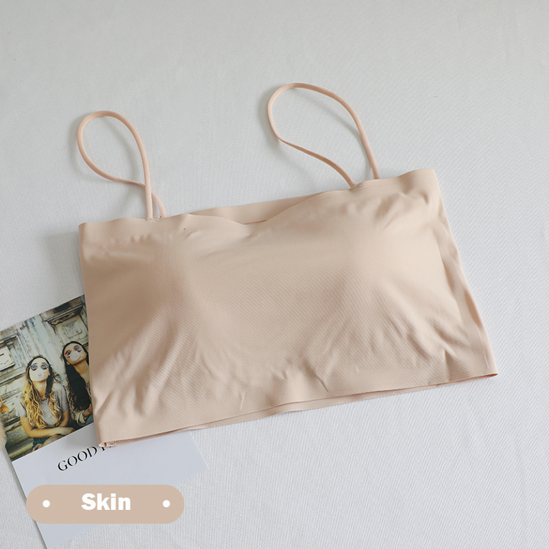 Ice Silk Crop Tops For Women Soft No Wire One-Piece Brassiere Seamless Beauty Bra Summer Wrap Chest Female Lingberries Bandeau Top_img_3