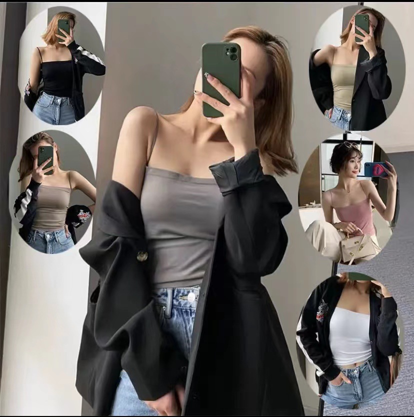 Tank Tops Female Bras Spaghetti Strap Fashion Camisole Wireless brassiere Seamless underwear_img_0