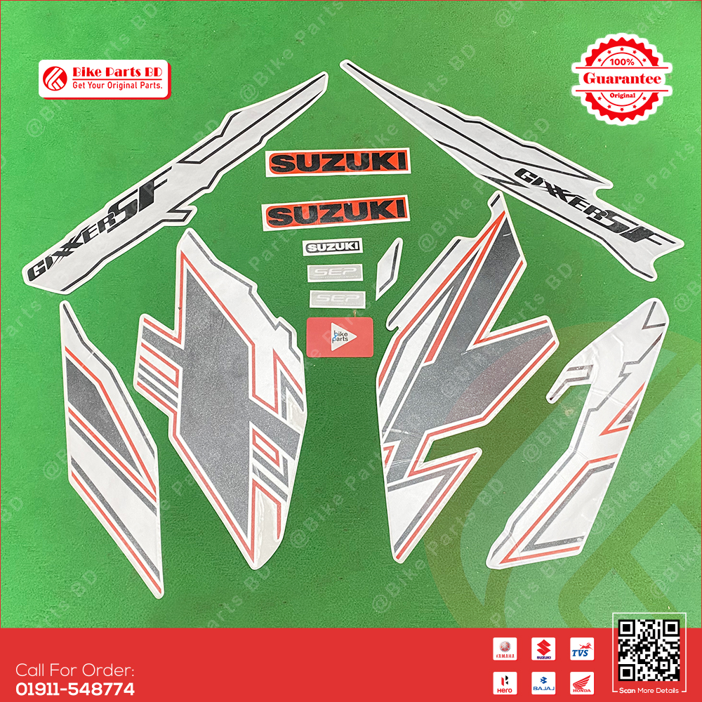 Full Set Sticker for Suzuki Gixxer SF (New Model-Silver & Orenge) bike._img_1
