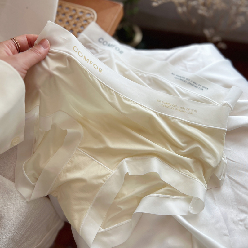 Seamless Women's Ice Silk Panties Letter Printed Summer Cotton Crotch Underwear Mid-waist Antibacterial Crotch Briefs Lingerie_img_2