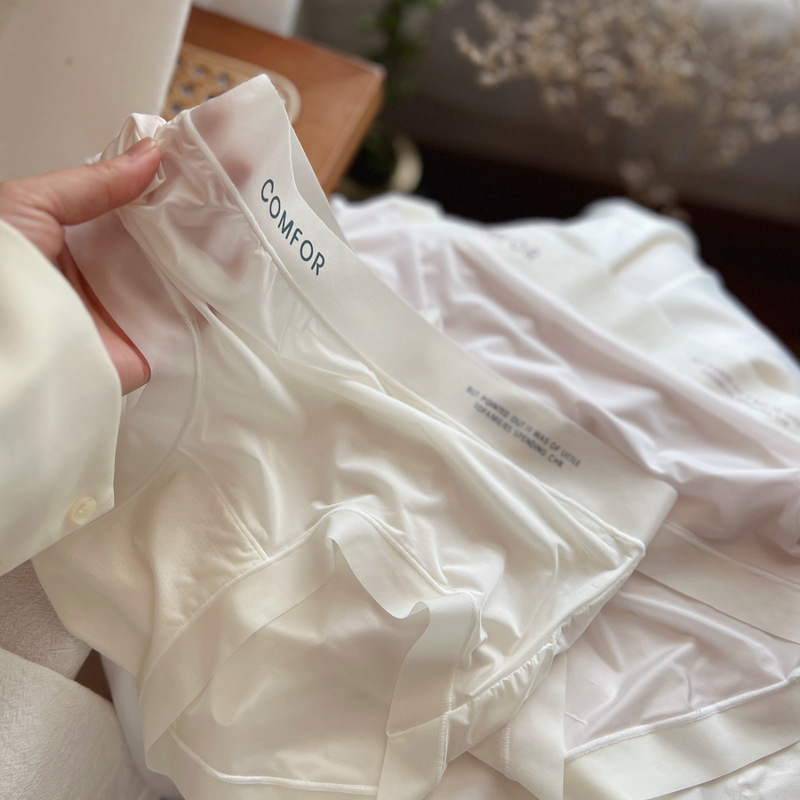 Seamless Women's Ice Silk Panties Letter Printed Summer Cotton Crotch Underwear Mid-waist Antibacterial Crotch Briefs Lingerie