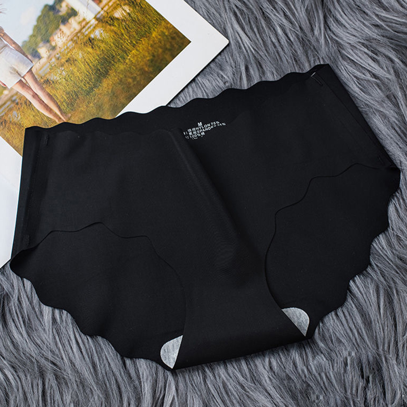 Women Ice Silk Traceless ultra-thin Wave Girls Comfortable Breathable Solid Color mid Waist Triangle Underwear  Breathable Briefs Cozy Lingerie Soft Comfortable Underpants