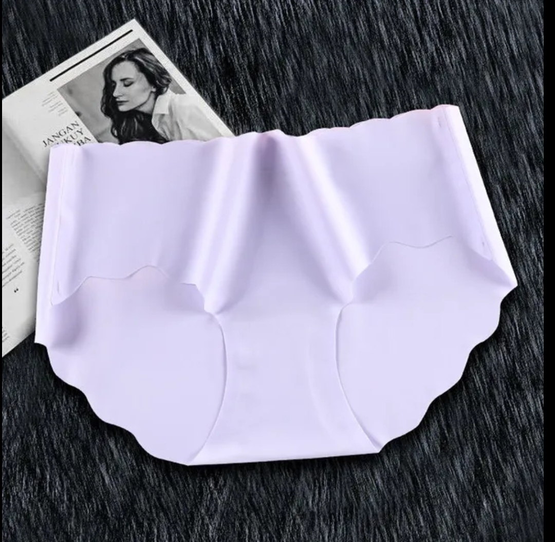 Women Ice Silk Traceless ultra-thin Wave Girls Comfortable Breathable Solid Color mid Waist Triangle Underwear  Breathable Briefs Cozy Lingerie Soft Comfortable Underpants_img_12