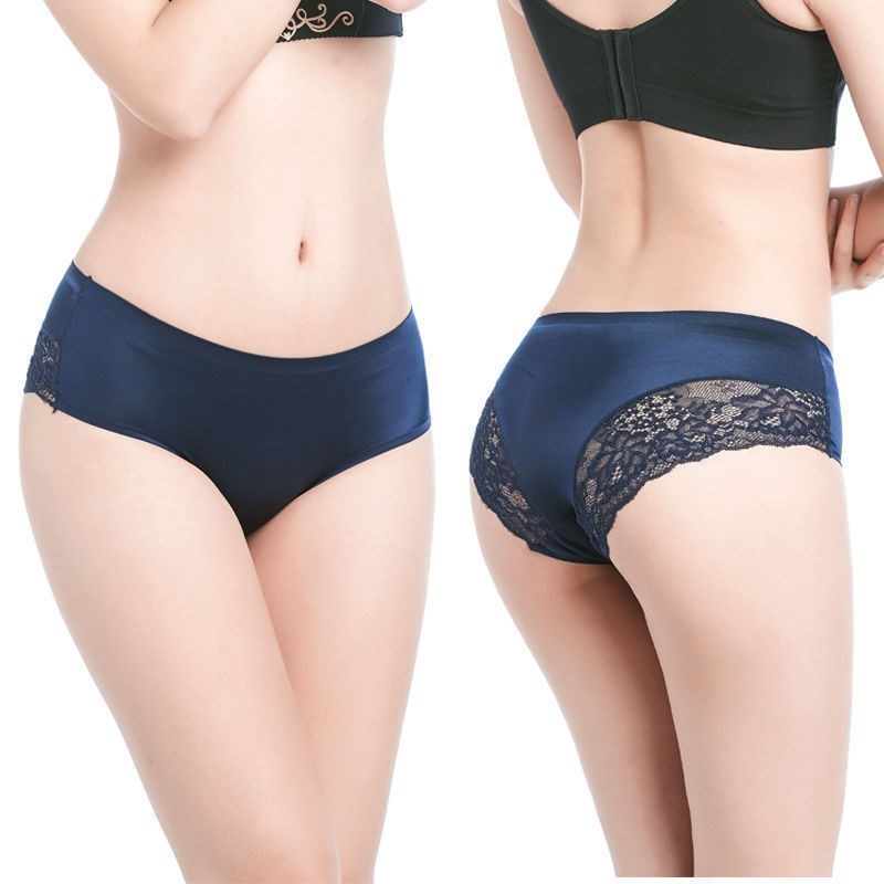 Lace Briefs Women Plus Size Ladies Ice Silk Seamless Underwear European US Female Underpants Hot Style_img_6