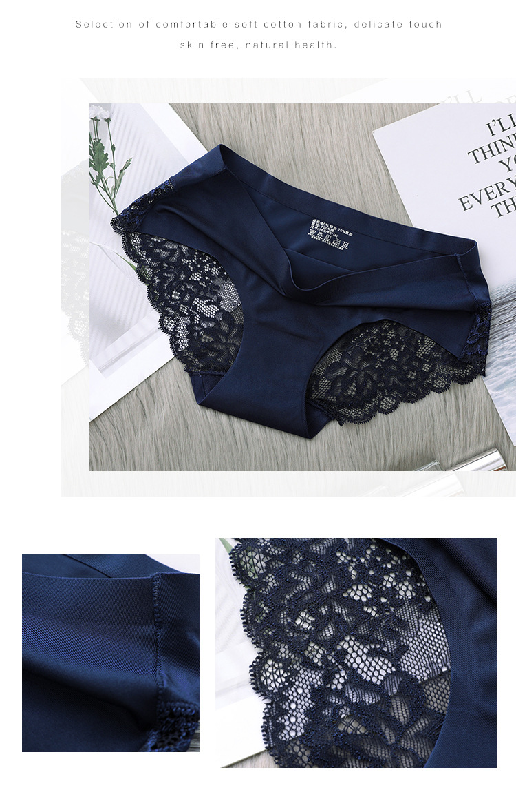 Lace Briefs Women Plus Size Ladies Ice Silk Seamless Underwear European US Female Underpants Hot Style_img_9