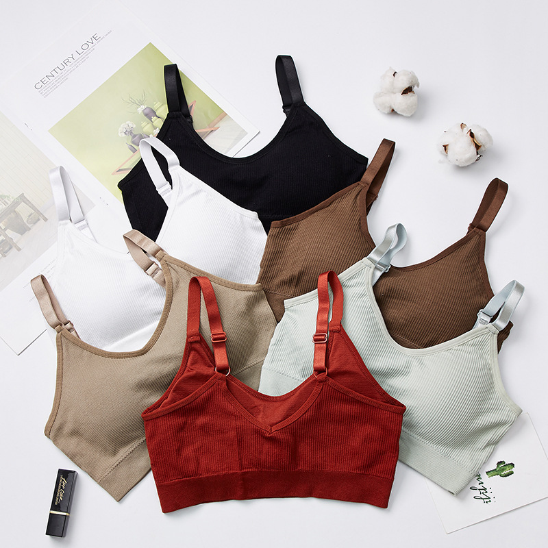 Crop Tops for Women's Seamless Solid Color U Back Women's Underwear Crop Top with Chest Pad Top_img_0