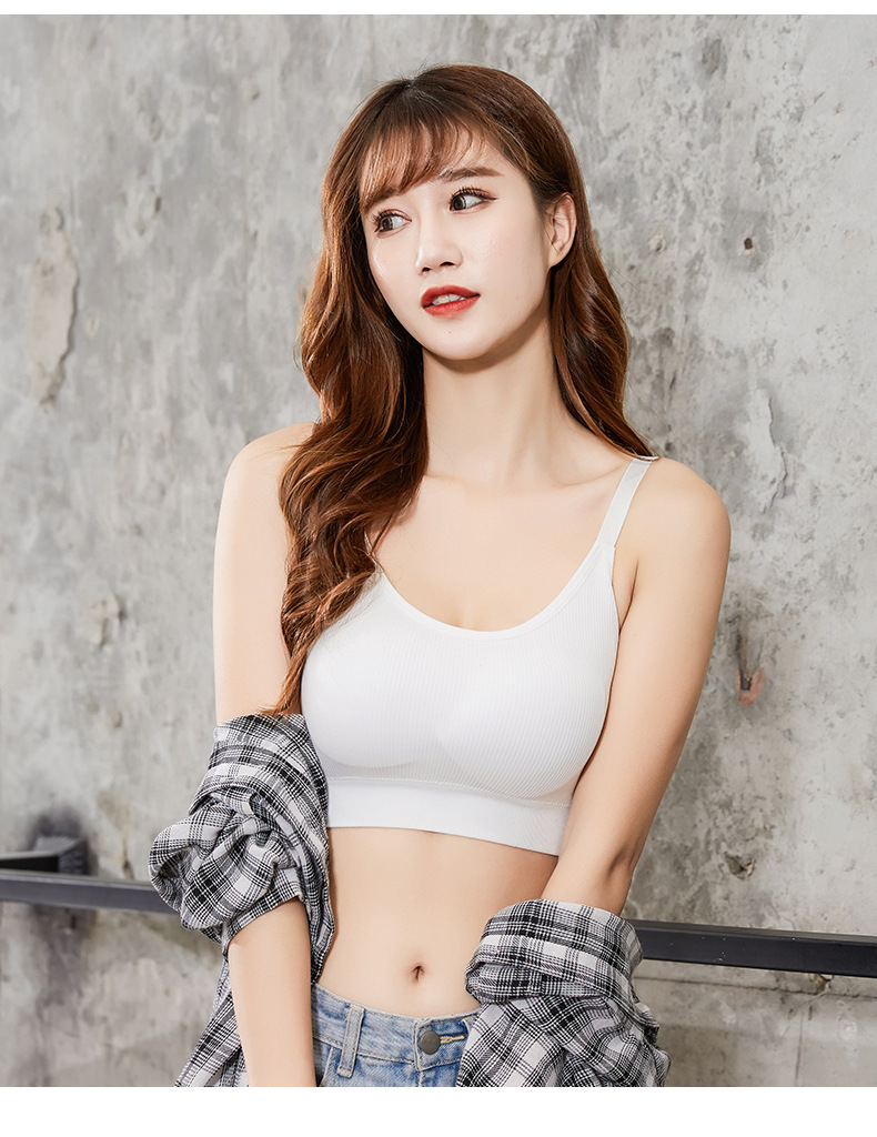 Crop Tops for Women's Seamless Solid Color U Back Women's Underwear Crop Top with Chest Pad Top_img_4