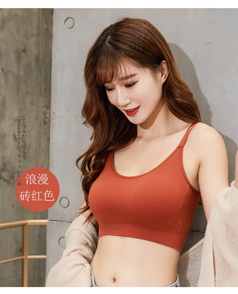 Crop Tops for Women's Seamless Solid Color U Back Women's Underwear Crop Top with Chest Pad Top_img_3