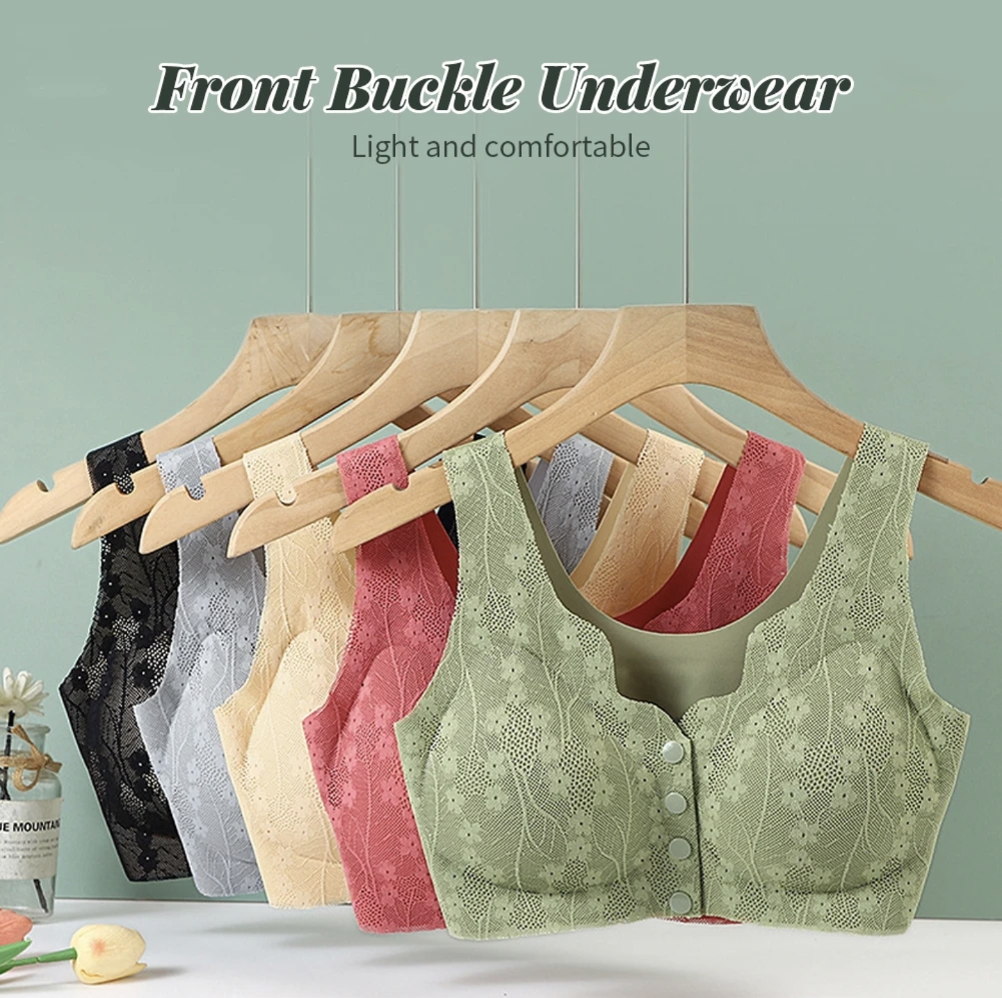 Large Size Maternity Seamless Bra with Lace Detailing Comfortable Stylish Lace Front Button Wireless Removable Padded Pushup Bra Top_img_0