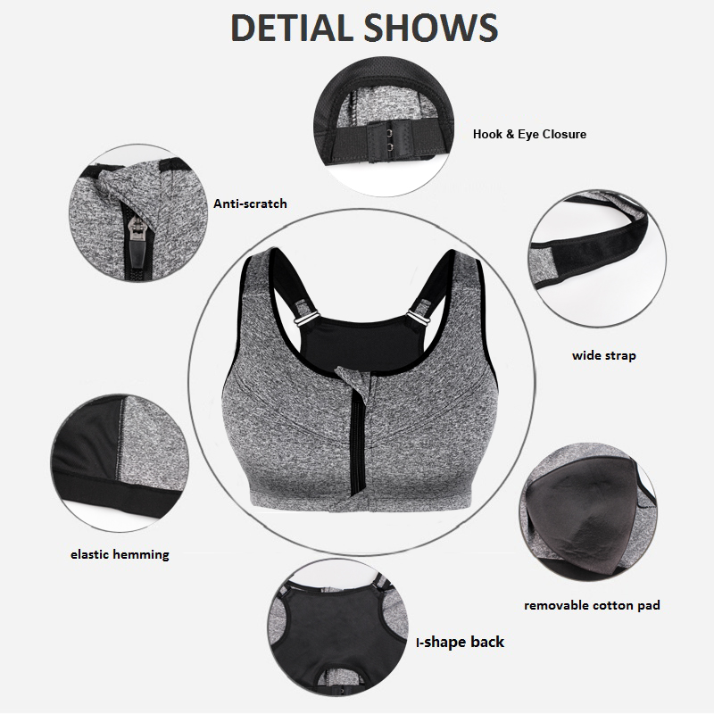 Front Zipper Sport Bras Women Fitness Yoga Sports Top Running Underwear Gym Top Vest Adjustable Strap High Shockproof Push Up_img_4