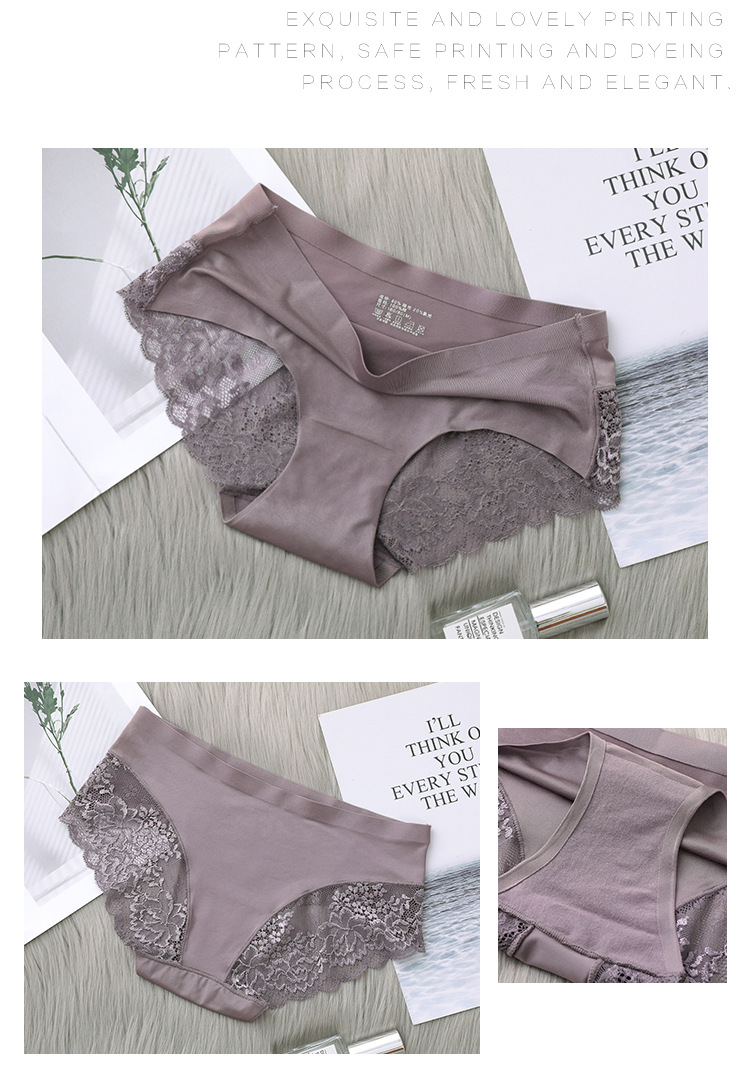 Lace Briefs Women Plus Size Ladies Ice Silk Seamless Underwear European US Female Underpants Hot Style_img_8