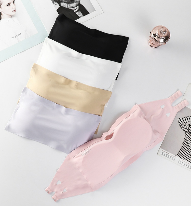 Ice Silk Strapless Bra Girls Seamless Crop Tube Top Bralette for Women Sexy Soft Bras Large Size Bustier Tops_img_0