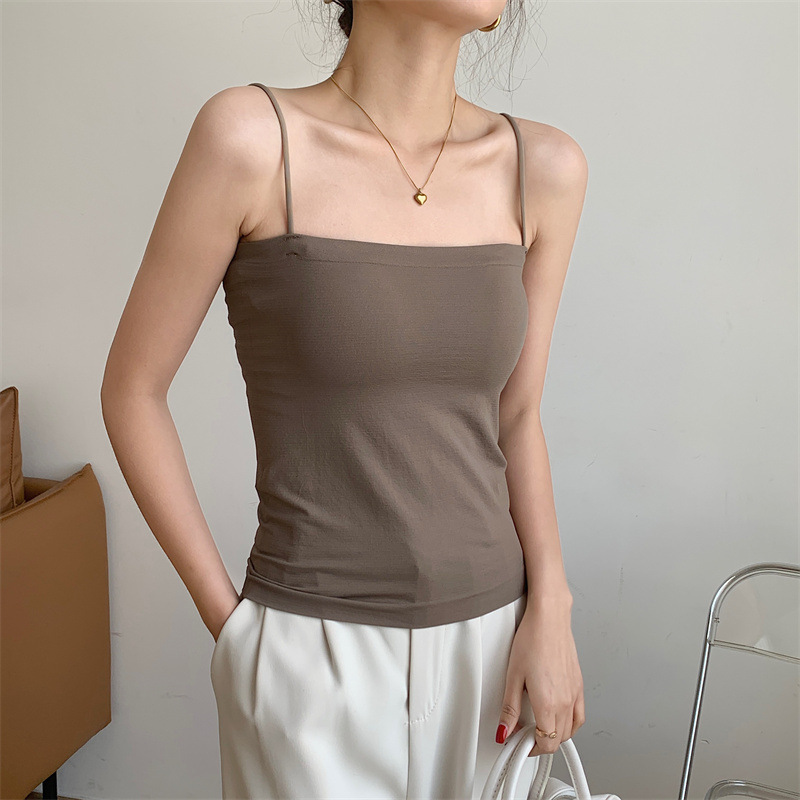 Tank Tops Female Bras Spaghetti Strap Fashion Camisole Wireless brassiere Seamless underwear_img_7