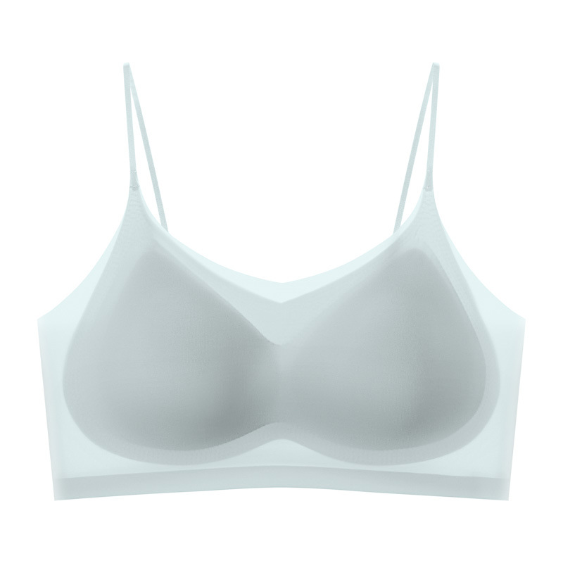 Ultra Thin Ice Silk Seamless Underwear Women Plus Size Sexy Top Soft Breathable Wireless Solid Lingerie Gathered Invisible Padded Bra_img_10