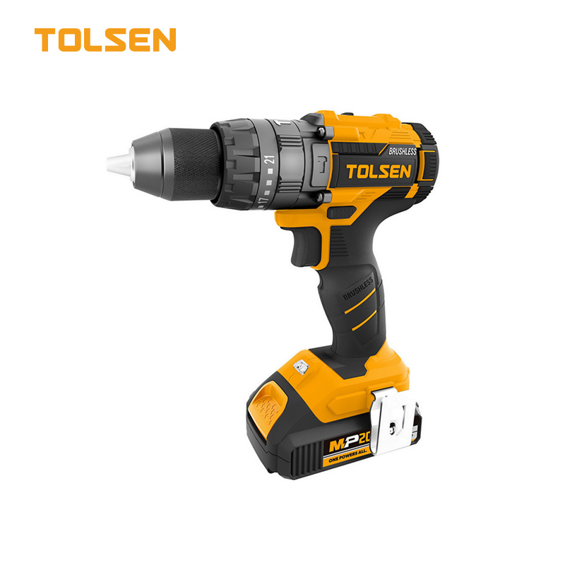 TOLSEN 87254 20V Li-ion Brushless Cordless impact Drill 13mm With 14pcs accessories & including 2 battery and Charger; Model 87254_img_0