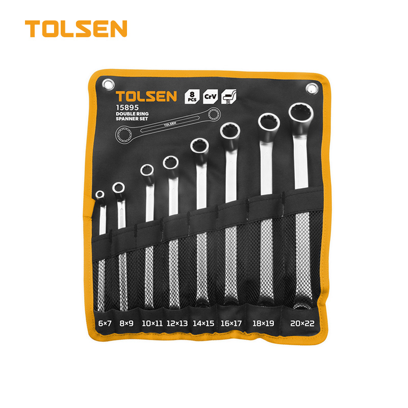 TOLSEN 8Pcs Double Ring End Spanner Set (6-22mm) Model 15895