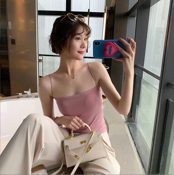 Tank Tops Female Bras Spaghetti Strap Fashion Camisole Wireless brassiere Seamless underwear_img_8