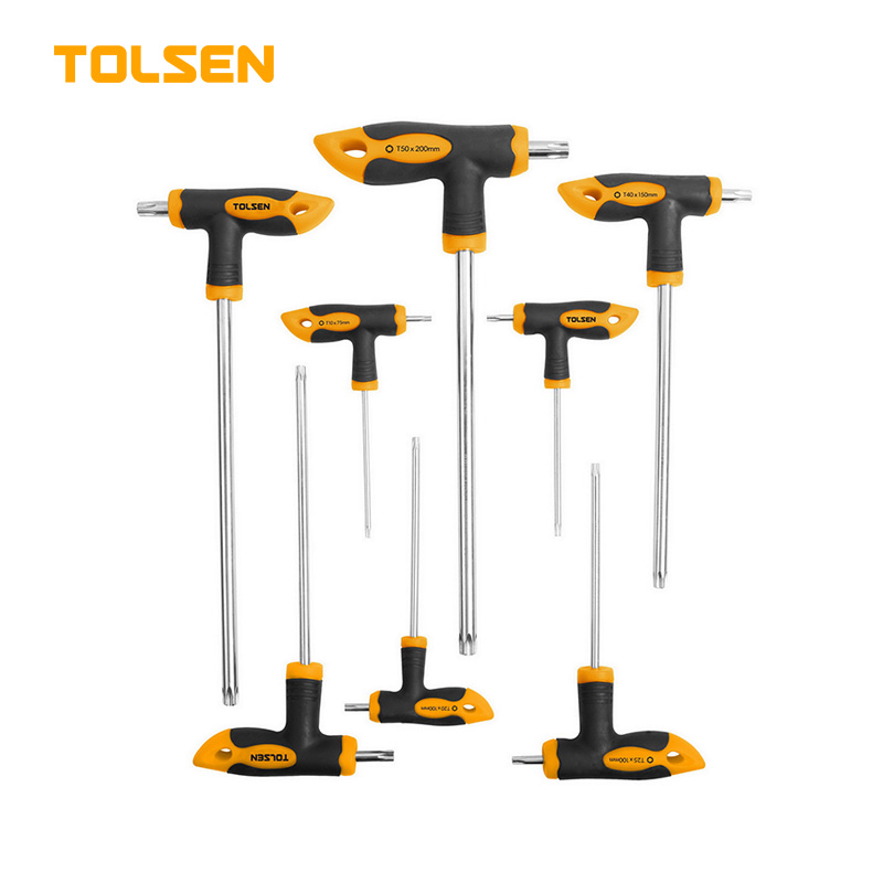 TOLSEN 8pcs Torx T-Handle Star Allen Hex Key Screwdriver Set Model 20061