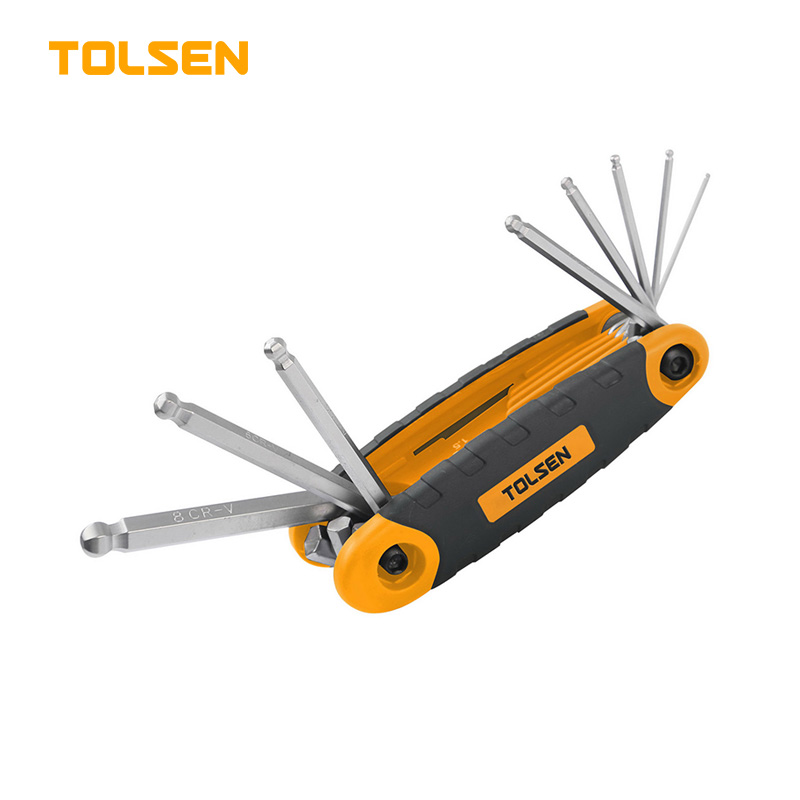 TOLSEN 8Pcs Folding Ball Point Allen Hex Key Set Model: 20068
