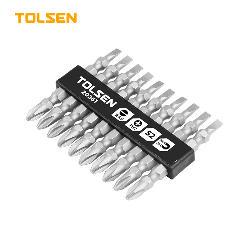 TOLSEN 10Pcs Double End Magnetic Screwdriver Bits Set (PH2/SL5.5x65mm) Model 20361