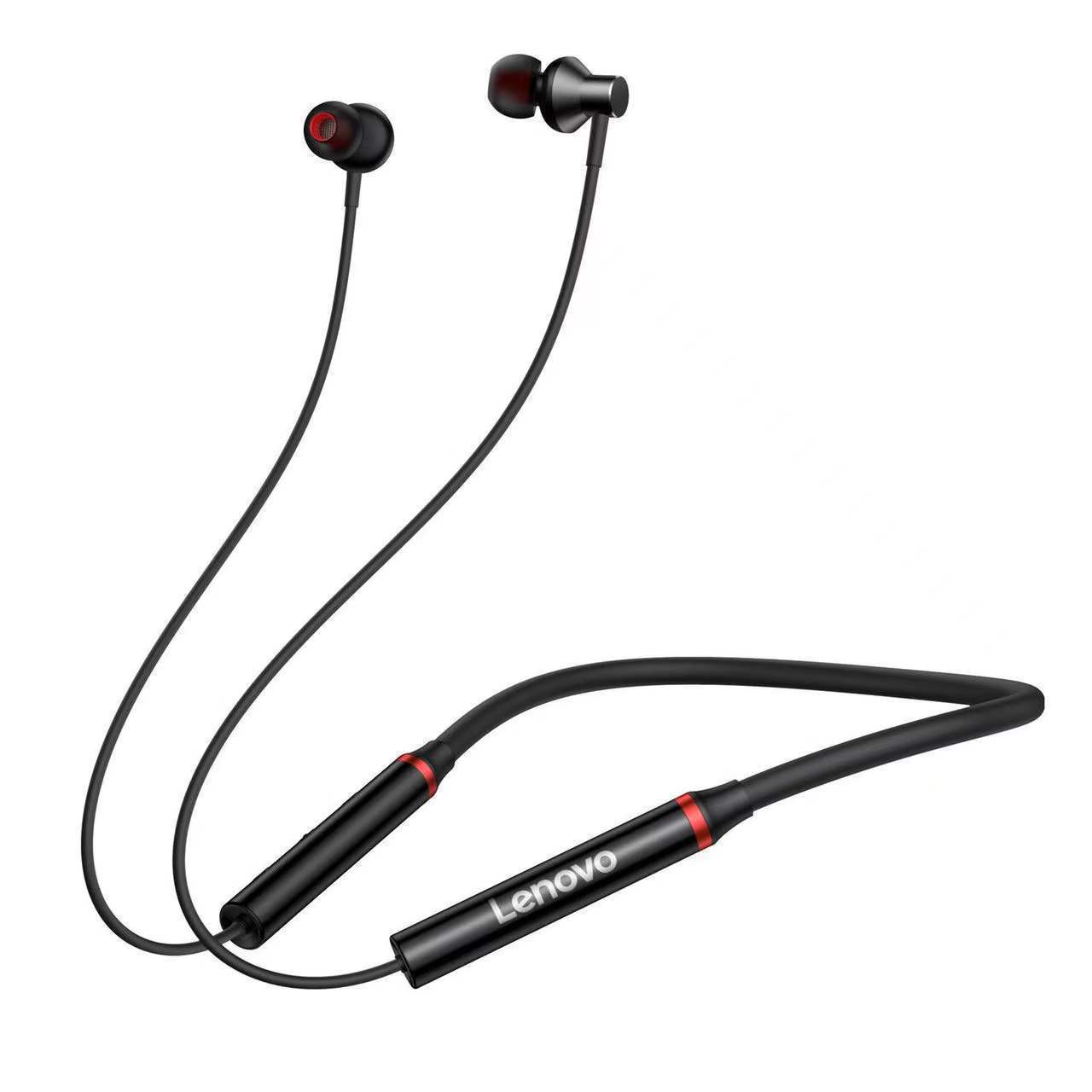 Black He05X Premium Quality Neckband Lenovo Headphone 5.1V Bluetooth Extra Bass Control Noise Cancellation Neckband - Neckband - Headphone_img_2