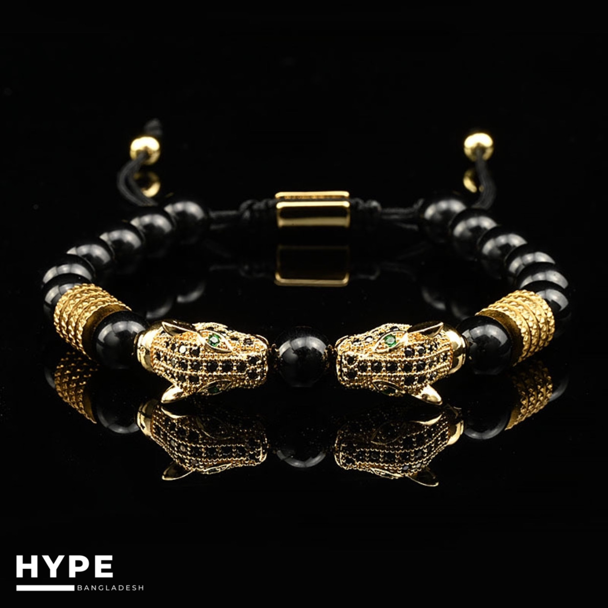 Double Leopard beaded bracelet for men_img_0