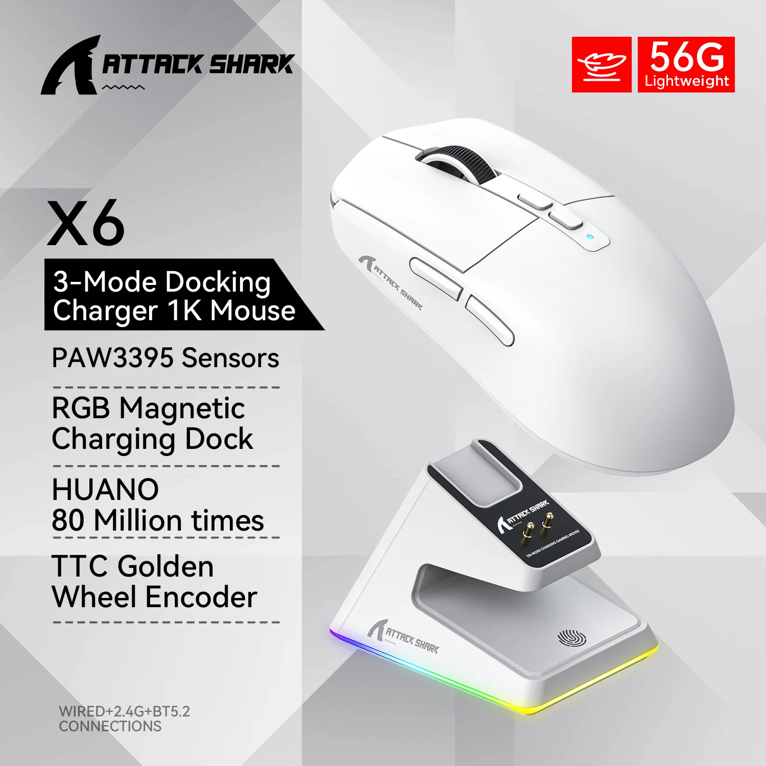 Attack Shark X6 PAW3395 Tri-Mode Wireless Gaming Mouse with DOCK_img_1