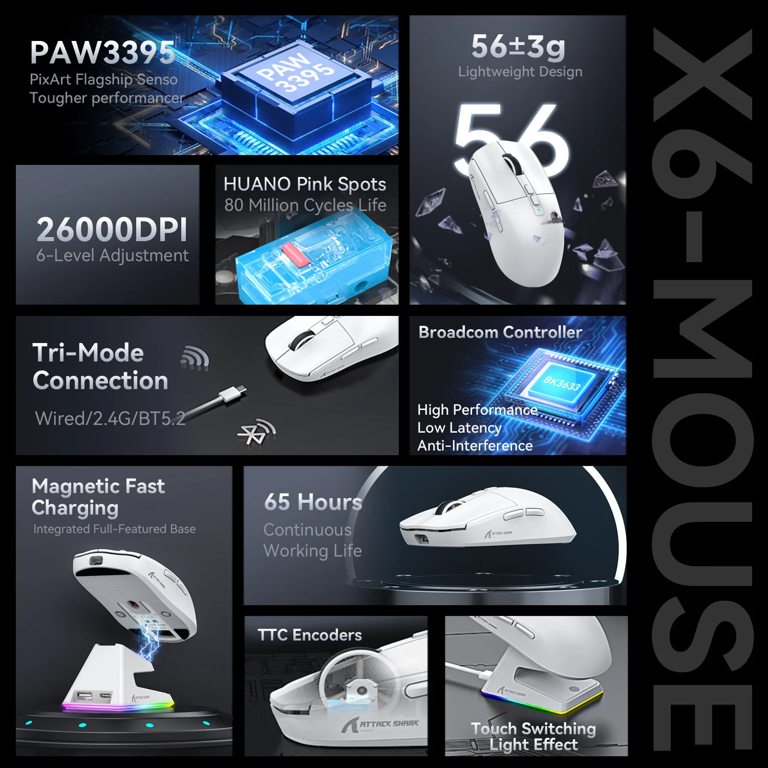 Attack Shark X6 PAW3395 Tri-Mode Wireless Gaming Mouse with DOCK_img_5