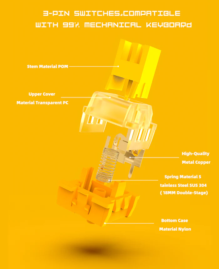 ATTACK SHARK Yellow Banana Switch Factory Lubed_img_2