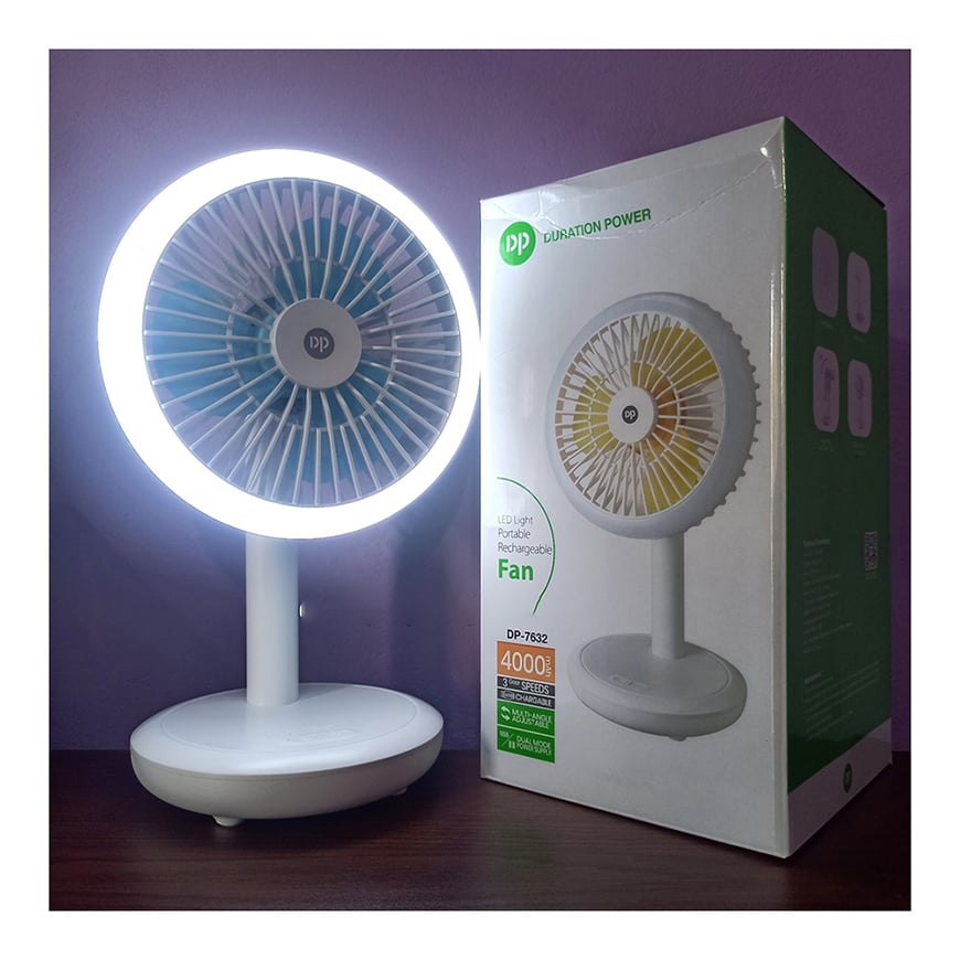 DP-7632 Rechargeable Portable Fan With LED Light_img_0