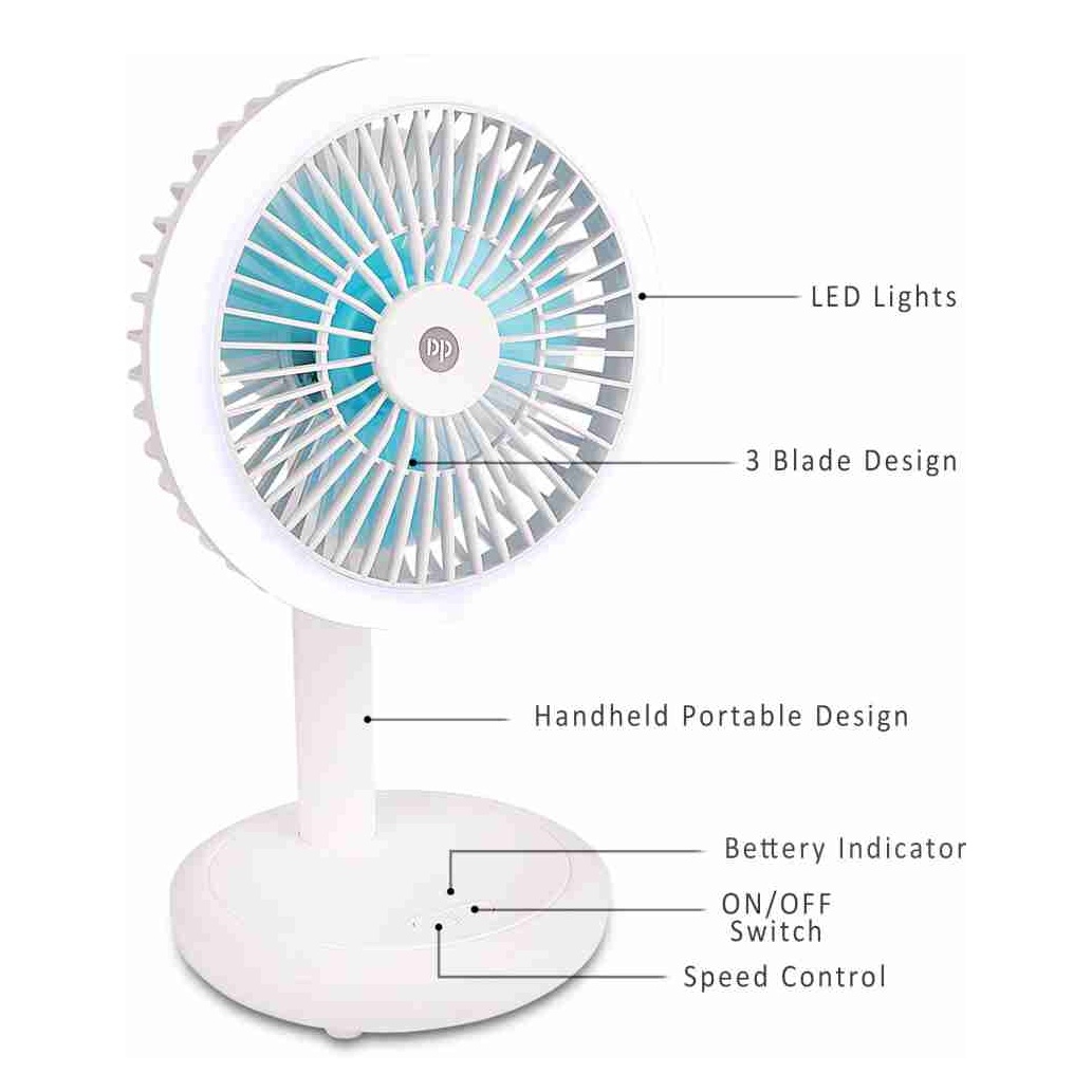 DP-7632 Rechargeable Portable Fan With LED Light_img_1