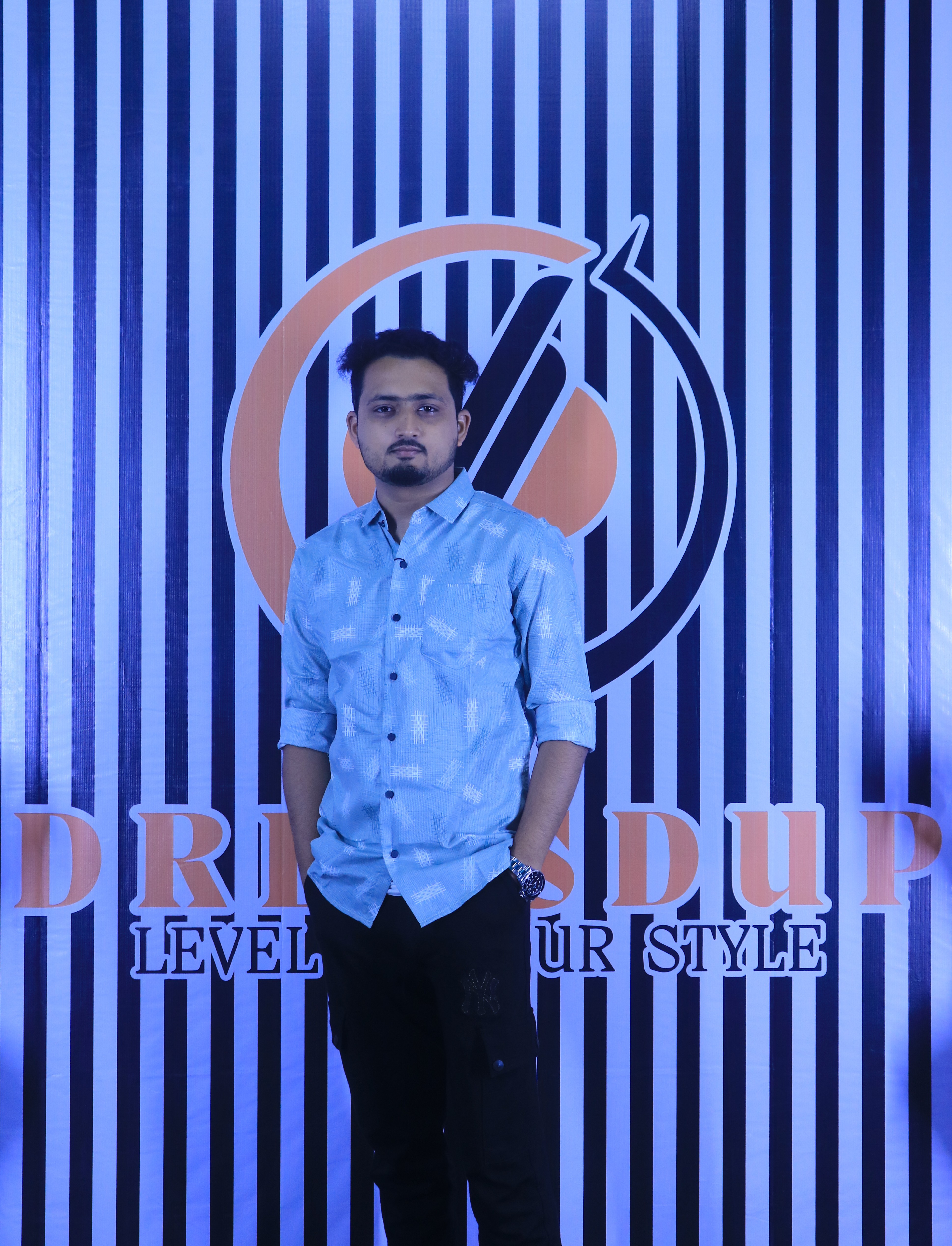 Grid Pattern Button-Up Shirt_img_1