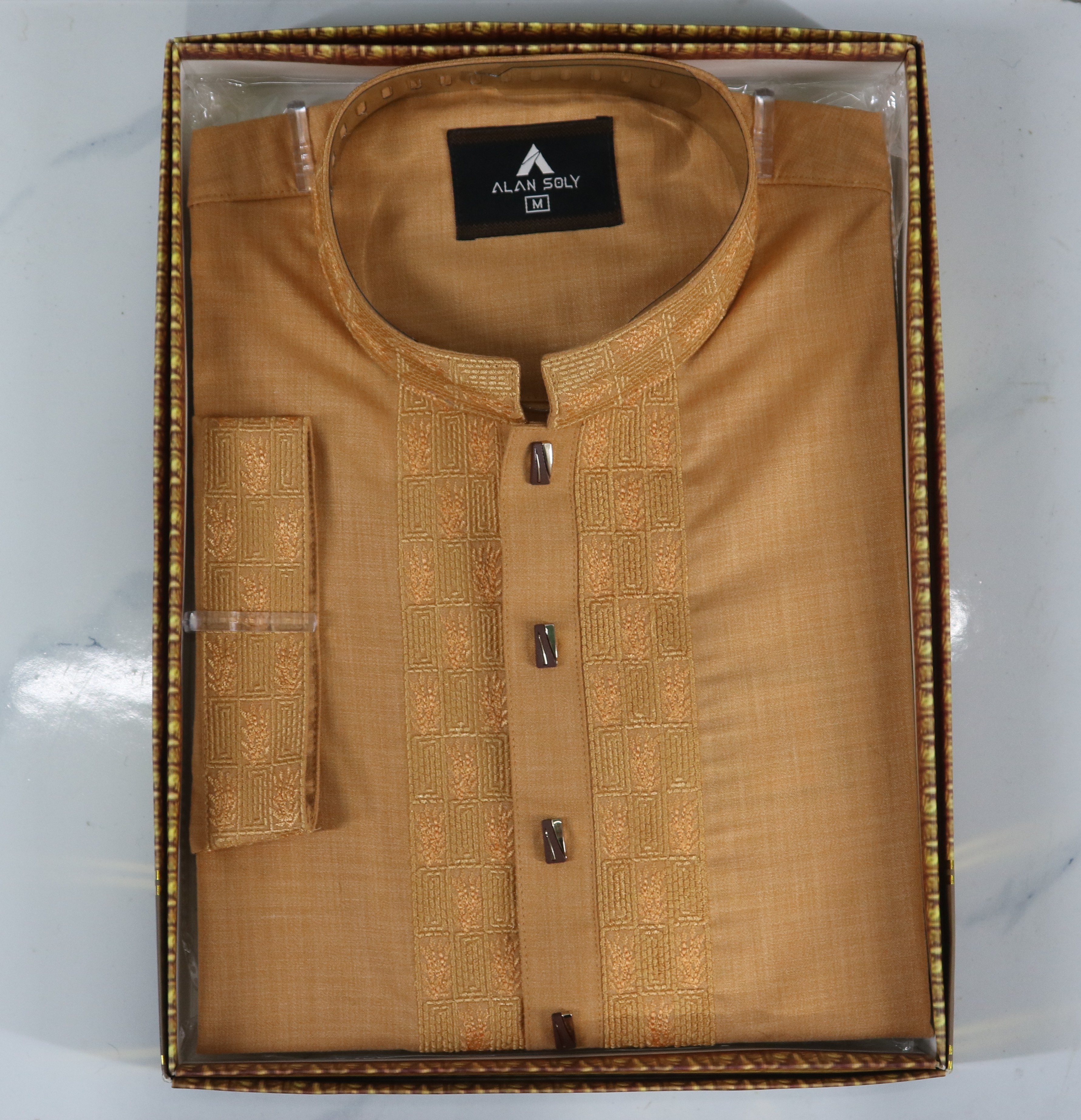 Golden Brown Embroidered Panjabi_img_0